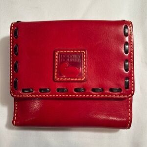 Dooney&Bourke Florentine Red Whipstich Leather Wallet